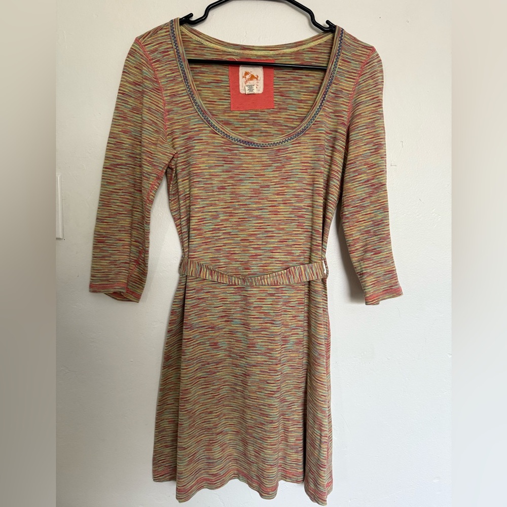 Anthropologie C. Keer Paintbox Rainbow Scoop Neck Tunic Dress Size Small